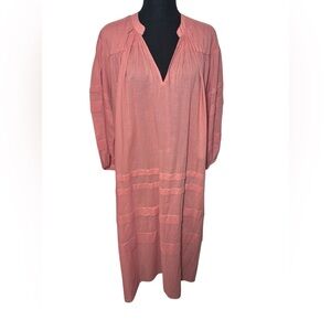 APiece APart Mari Pintuck Dress Clay Color Cotton V Neck Size‎ Medium